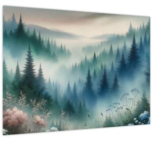 Obraz - Lesná krajina s hmlou (70x50 cm)