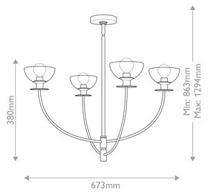 Alora Mood ALM-SYLVIA4-BG-CL - Luster na tyči SYLVIA 4xE14/40W/230V zlatý