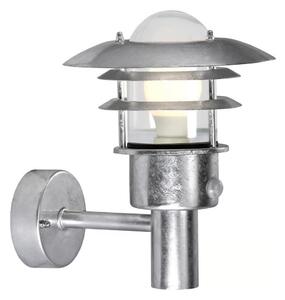 Nordlux - Vonkajšie nástenné svietidlo s pohybovým senzorom LONSTRUP 1xE27/60W/230V IP44 strieborné