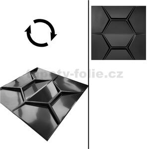 Obkladové panely 3D PVC HEXAGON D154 čierny, cena za kus, rozmer 500 x 500 mm, HEXAGON čierny, IMPOL TRADE