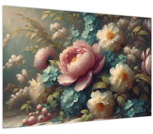 Obraz - Zátišie s kvetmi - maľba (90x60 cm)