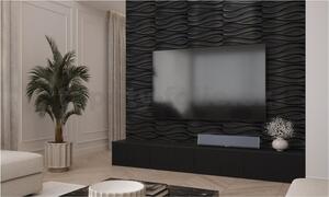 Obkladové panely 3D PVC vlnovky D152 čierne, cena za kus, rozmer 500 x 500 mm, vlnovky čierne, IMPOL TRADE