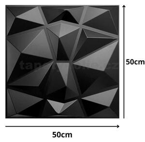 Obkladové panely 3D PVC DIAMANT D094 čierny, cena za kus, rozmer 500 x 500 mm, DIAMANT čierny, IMPOL TRADE