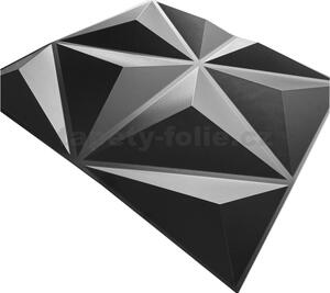 Obkladové panely 3D PVC STAR D177 čierny, cena za kus, rozmer 500 x 500 mm, STAR čierny, IMPOL TRADE