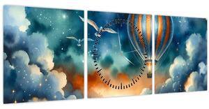 Obraz - Lietať nočnou oblohou (s hodinami) (90x30 cm)