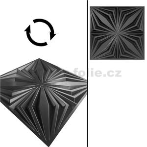 Obkladové panely 3D PVC BRILLANT D126 čierny, cena za kus, rozmer 500 x 500 mm, BRILLANT čierny, IMPOL TRADE