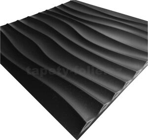 Obkladové panely 3D PVC WELLE D105 čierny, cena za kus, rozmer 500 x 500 mm, WELLE čierny, IMPOL TRADE