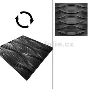 Obkladové panely 3D PVC DNA D130 čierny, cena za kus, rozmer 500 x 500 mm, DNA čierny, IMPOL TRADE