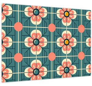 Obraz - Retro vzor s kvetmi (70x50 cm)