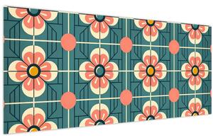 Obraz - Retro vzor s kvetmi (120x50 cm)