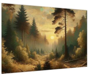Obraz - Slnko žiariace lesom (90x60 cm)