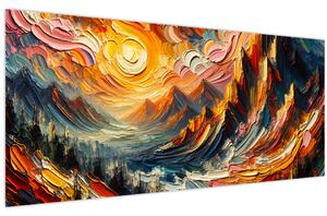 Obraz - Hory zalité slnkom (120x50 cm)