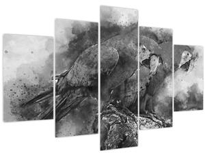 Obraz - Akvareloví papagáje (150x105 cm)