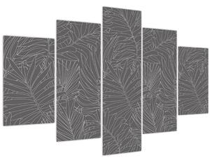 Obraz - Šedé palmové listy (150x105 cm)