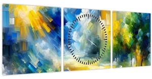 Obraz - Abstraktný slnečný deň (s hodinami) (90x30 cm)