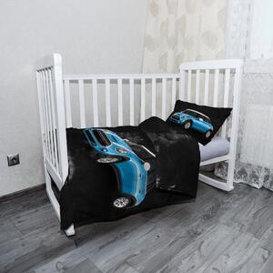 Sablio Mikroplyšové detské obliečky do postieľky Mini sedan Čierne pozadie - 130x90 / 40x60