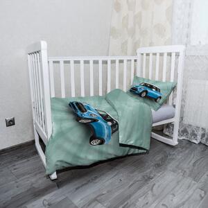 Sablio Mikroplyšové detské obliečky do postieľky Mini sedan Zelené pozadie - 120x90 / 40x60