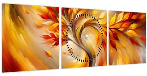 Obraz - Jesenný strom (s hodinami) (90x30 cm)