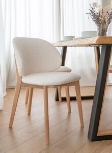 MOOD SELECTION Pecora Čalúnená stolička krémová s drevenými nohami CM01
