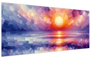 Obraz - Farebný umelecký západ slnka (120x50 cm)