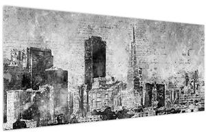 Obraz - Coffee art city (120x50 cm)