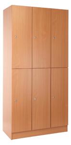 Drevená šatníková skrinka Visio - 6 boxov, 90 x 45 x 185 cm, cylindrický zámok, buk
