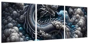 Obraz – Drak v dyme (s hodinami) (90x30 cm)