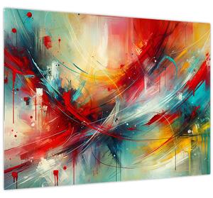 Obraz – Abstrakcia s červenou (70x50 cm)