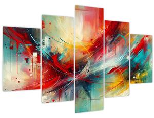 Obraz – Abstrakcia s červenou (150x105 cm)