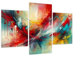 Obraz – Abstrakcia s červenou (90x60 cm)