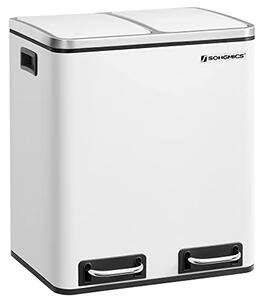 Odpadkový kôš s 2 priehradkami, 2x15 L, vzduchotesný, biely