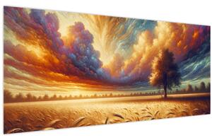 Obraz – Strom na poli (120x50 cm)
