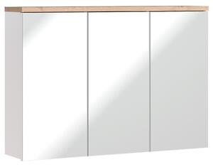 CMD COMAD - Kúpeľňová skrinka so zrkadlom Bali White - biela / prírodná - 100x69x20 cm