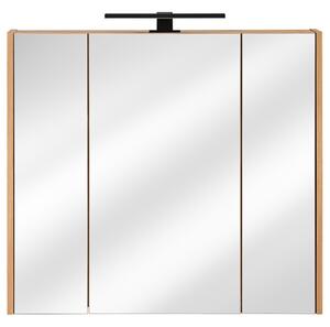 CMD Via Domo - Kúpeľňová skrinka so zrkadlom Madera White - prírodná - 80x72x16 cm