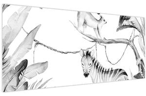 Obraz - Akvarelová džungľa (120x50 cm)