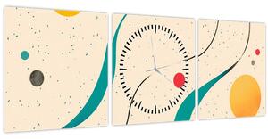 Obraz - Minimalistická farebná ilustrácia (s hodinami) (90x30 cm)