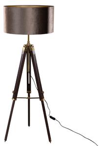 Mosadzná trojnohá stojacia lampa s hnedým zamatovým tienidlom 50 cm - Cortin