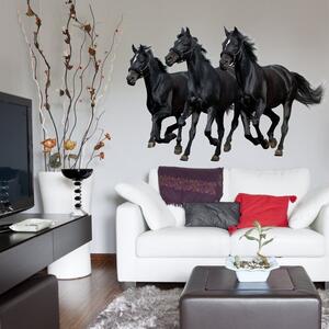 Veľké nálepky pre deti – Tri čierne vrané kone, š. 90 x d. 150 cm