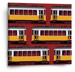 Sablio Obraz Lisabonské historické električky Červený Pattern - 50x50 cm