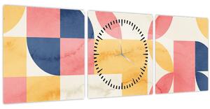 Obraz - Abstrakcia s retro vzormi (s hodinami) (90x30 cm)