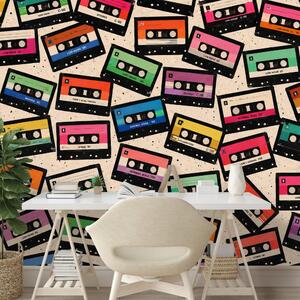 Tapeta retro farebné kazety