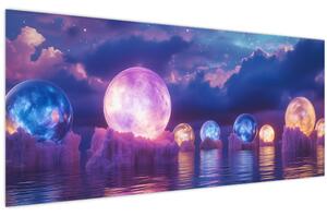 Obraz - Planéty na vode (120x50 cm)
