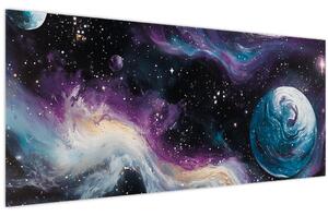 Obraz - Maľovaný vesmír (120x50 cm)