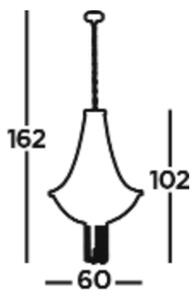 Závesné svetlo Baguette, čierna/mosadz, sklo, E14, 162 cm