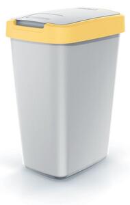 Odpadkový kôš s farebným vekom, 12 l, žltá / sivá