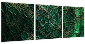 Obraz - Zelený mikroskopický záber (s hodinami) (90x30 cm)