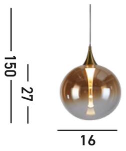 Závesné svietidlo LED Alchemy, 1 svetlo, čierna, jantárová farba, sklo