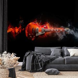 Fototapeta horiaca elektrická gitara v dyme