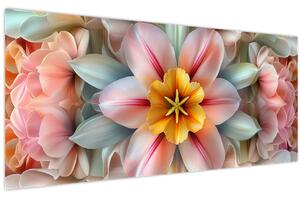 Obraz - Kaleidoskopický kvet (120x50 cm)