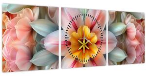 Obraz - Kaleidoskopický kvet (s hodinami) (90x30 cm)